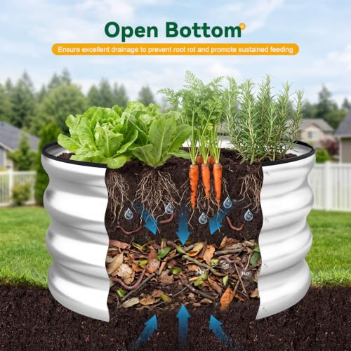 3-Pack Round Raised Garden Bed Outdoor 2x2x1ft Planter Box, Silver - color: Silver, size: 2x2x1ft (3 PCS)
