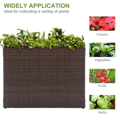 LEWIS&WAYNE Tall Planters for Outdoor Wicker Large Rectangular Block Box - color: Brown