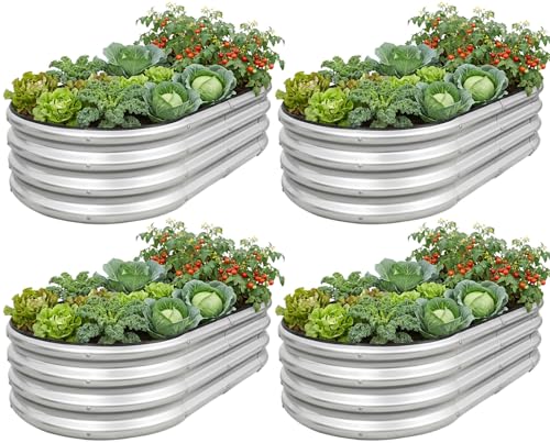1MORE Galvanized Raised Garden Bed Outdoor,Planter Bed 4x2x1ft,Silver,4-Pk - color: Silver