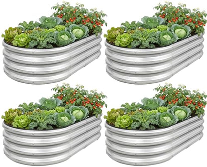 1MORE Galvanized Raised Garden Bed Outdoor,Planter Bed 4x2x1ft,Silver,4-Pk - color: Silver