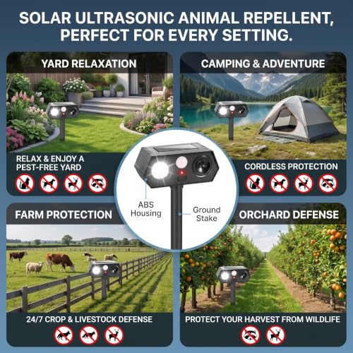 2026 Solar Ultrasonic Racoon Fortress Pro, Deer Cat Repellent (4 Pack)