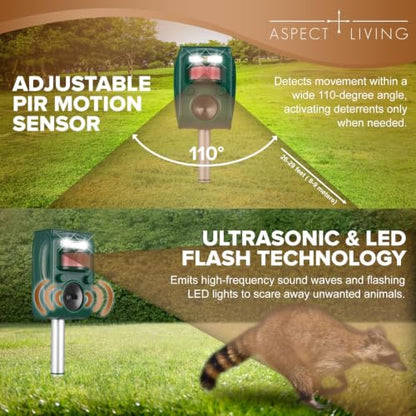 2026 Solar Ultra-Sonic Cat Animal+Deer Repellent Outdoor Deterrent Repeller