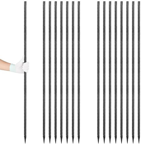 Besitu Rebar Stakes 48 inches 16-Pack Concrete Form Stakes Straight 3/8" Diameter Rebar Ground Metal Stakes for Landscaping, Securing Fence, Garden Plants Support, Survey Markers and Securing Trees - color: I Shape-Black, size: 48"x3/8"-16pcs