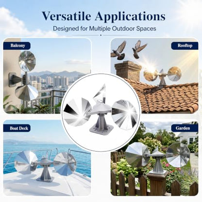 3 Pack Bird Scare Reflective Device, Wind Spinner with ABS Base - size: 3P