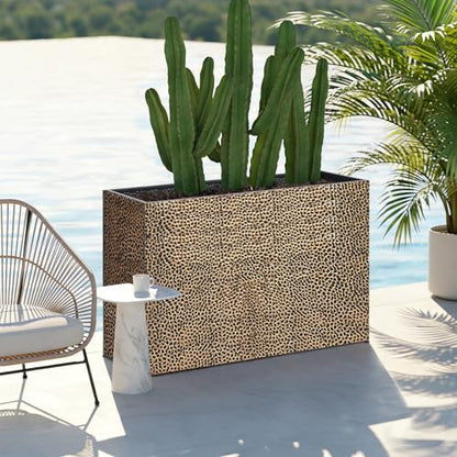 BAYN Large Rectangular Metal Garden Block Planter Box 32x12x24 Inch - color: Copper