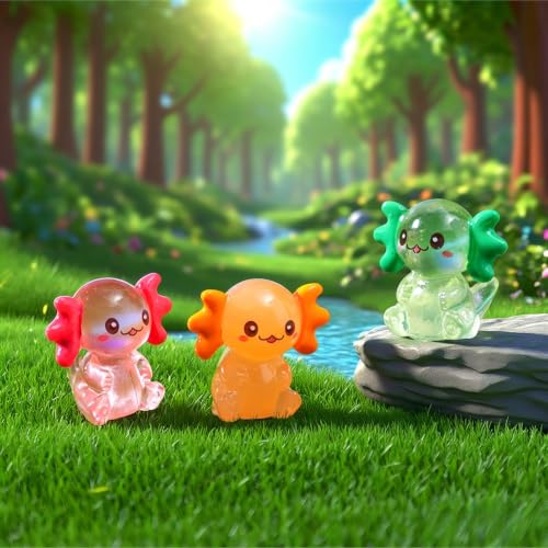 shixinhui 30Pcs Mini Resin Axolotl Figures, Tiny Animal Figurines to Hide