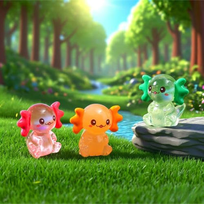shixinhui 30Pcs Mini Resin Axolotl Figures, Tiny Animal Figurines to Hide