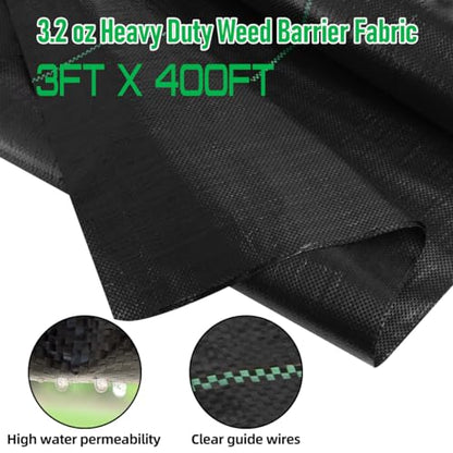 LAVEVE Heavy Duty Weed Barrier Landscape Fabric 3FT x 400FT - size: 3FT×400FT