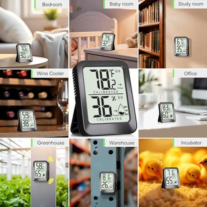 AyayaBoss 3 Pack Room Thermometer Indoor Hygrometer - color: black