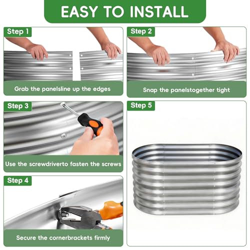 AHEONLAR 3Pack 3x2x2ft Galvanized Raised Garden Beds Outdoor, Oval Raised Beds for Gardening Metal Planter Boxes for Planting Vegetables, Fruit, Herb, Silver - color: Silver