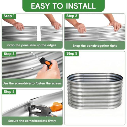 AHEONLAR 3Pack 3x2x2ft Galvanized Raised Garden Beds Outdoor, Oval Raised Beds for Gardening Metal Planter Boxes for Planting Vegetables, Fruit, Herb, Silver - color: Silver