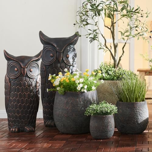 Wallowa 17.32"+12.99"+9.06" Round Weathered Concrete Planters Set of 3 - color: Bronze Rust, size: Set of 3
