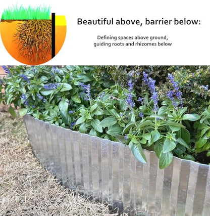 Anleolife Galvanized Steel Landscape Edging Roll, 40FT x 6" Silver - color: Silver, size: 6 inch× 40 ft