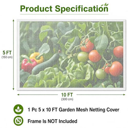 RAINFLOW Garden Netting 10 x 5 FT - 60 Mesh Plant Cover for Raised Beds
