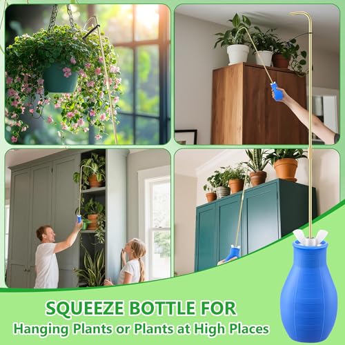 Squeeze Bottle for Hanging Plant, 19" Spout Water Can, Blue, 8 oz, 1 Pack - color: Blue