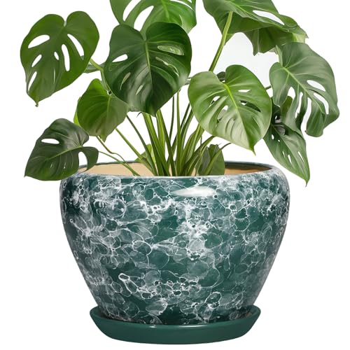 8 Inch Planter Indoor, Ceramic Plant Pots, Bubble Green - color: Bubble Green, size: 8 Inch
