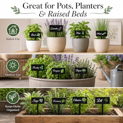 Acrylic Plant Labels 12 Styles with Herb Names for Garden Herbs - color: Black, size: 2.7 x 4 inch