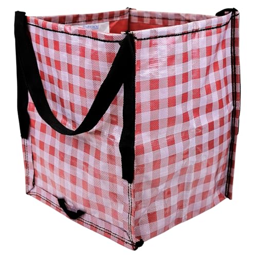 DURASACK Heavy Duty Storage Tote Bag 22-Gallon, Gingham Red - color: Gingham Red, size: Single