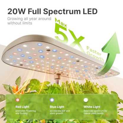 SUNCOZE Hydroponics Growing System, 12 Pods, 12.4 in Adjustable Height - color: Beige