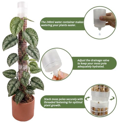 2pcs 18.8" Self-Watering Moss Pole Plastic, Monstera Dripper - size: 2PACK-Lagre