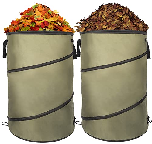 2 Pack 30 Gallon Collapsible Lawn and Leaf Bag Pop-Up Trash Can