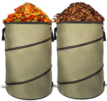 2 Pack 30 Gallon Collapsible Lawn and Leaf Bag Pop-Up Trash Can