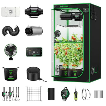 VIVOSUN 3x3 Smart PRO Grow Tent Kit WiFi Automatic Control Grow System - size: Plus 36"x36"x72"