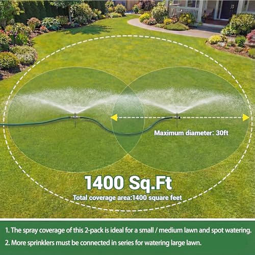 2 Pack Lawn Sprinkler with Hose, Metal Water Garden Sprinklers with Nozzle - style: Sprinkler with Hose