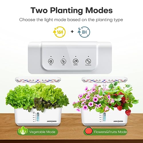 Ahopegarden Indoor Garden Hydroponics Growing System: 10 Pods Kit with LED - color: White