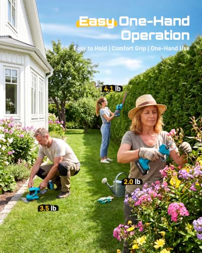 SEESII 3-in-1 Cordless Hedge Trimmer, Grass Shear & Electric Pruning Shears - color: Seesii Blue
