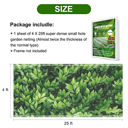 Jevrench 4 x 25 ft Garden Netting Row Cover, Ultra Fine Mesh for Plants - size: 4ft x 25ft