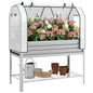 Outsunny Galvanised Raised Garden Bed with Greenhouse Cover, Silver - color: Silver