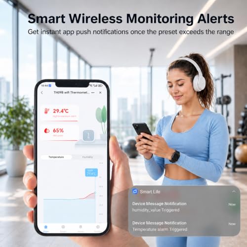 eMylo WiFi Thermometer Hygrometer Digital with App Alerts Data Export