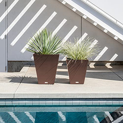 Veradek Pure Series Nobleton Planter - Tapered Square Outdoor Planter - color: Espresso, size: 18 inch - 2 Pack