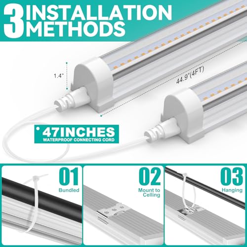 JESLED 4FT Grow Lights, 5000K Full Spectrum Sunlight White, V-Shaped Beam - size: 4FT-2P