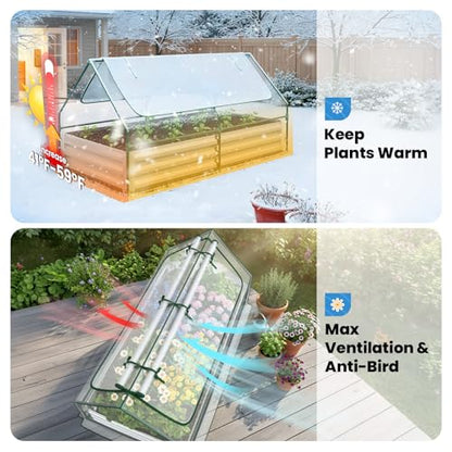 Quictent 6x3x1ft Galvanized Raised Garden Bed with Cover