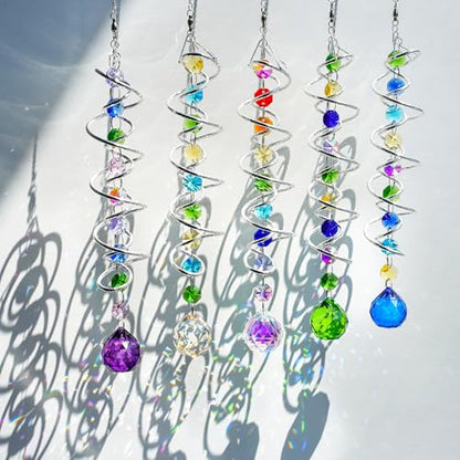 5 Pack Crystal Suncatcher Gazing Ball Spiral Wind Spinner Garden Decor - color: 5 Pack