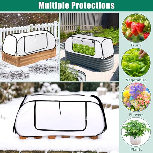 2 Pack Pop Up Plant Covers Freeze Protection for Raised Beds, 45"X22"X16"
