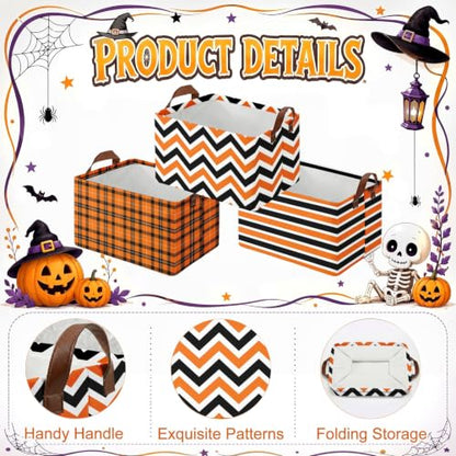 Britimes Storage Baskets for Gifts, Toy Storage Bins Box, 3 Pack, Halloween - color: Fall Halloween Geometric