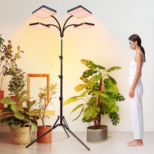 FECiDA Tall Grow Light with Stand for Big and Large Houseplant, Bonsai Tree - size: Stand-4Head-100W-Timer