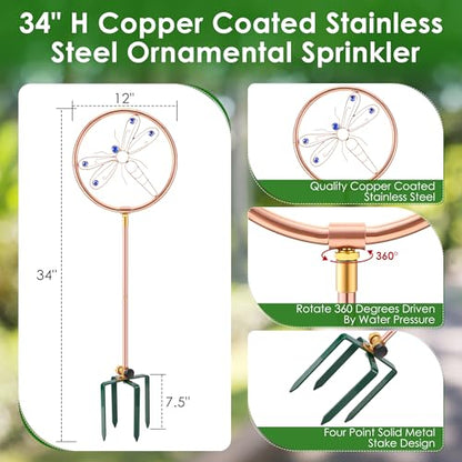 34" Ornamental Sprinkler, 360° Rotating, Dragonfly - style: Dragonfly