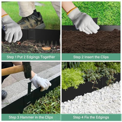 Landscape Edging 12 inch Height, Metal Edging, Black - size: 12 Inch 6Pcs