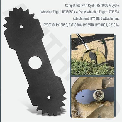 AMTHKNO 2-Pcs 9 inch Heavy-Duty Edger Blade for Ryobi Edger RY13050 RY13050A RY15518 RY40030 P2300, Replaces 638006008 638006007, 1" Center Hole - Quenched Steel