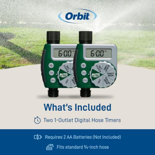 Orbit 62067 1-Outlet Programmable Digital Hose Watering Timer, 2-Pack - size: 1 Outlet (Pack of 2)