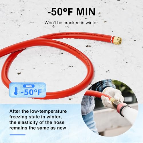 SPECILITE 1" x 100FT Hot/Cold Rubber Garden Water Hose, -50℉-190℉, Red - color: 1"ID Red, size: 100ft