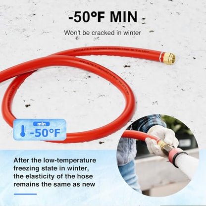 SPECILITE 1" x 100FT Hot/Cold Rubber Garden Water Hose, -50℉-190℉, Red - color: 1"ID Red, size: 100ft