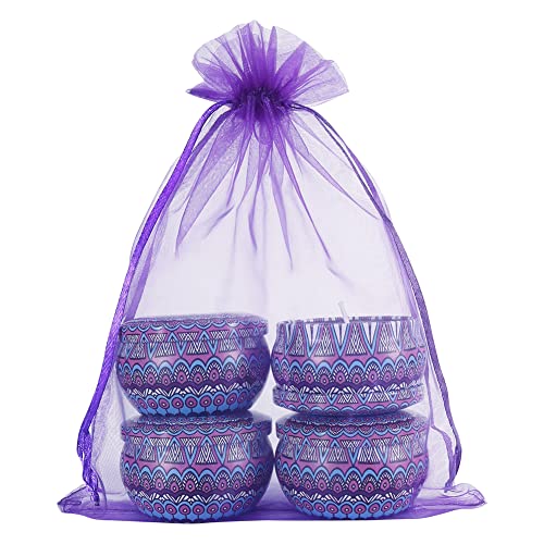 HRX Package 100pcs Mesh Organza Bags 6x9 in for Gift Giving, Large (Purple) - color: purple