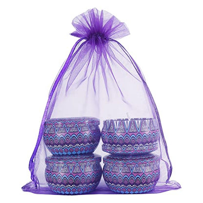 HRX Package 100pcs Mesh Organza Bags 6x9 in for Gift Giving, Large (Purple) - color: purple