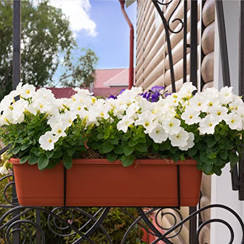 HOXHA 6 Pcs Window Box Planter, 17" Rectangular Planter Box, Brick Red - size: 6 Pack / 17inch