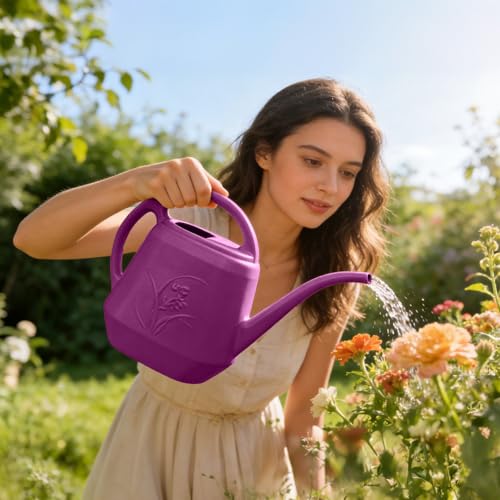 Plastic Plant Watering Can - Rose Red- 1/2 Gallon - color: Rose Red
